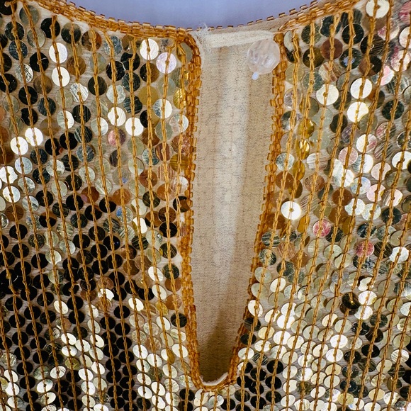 Vintage Gold Rina Z Sequin Top Medium - Picture 5 of 9